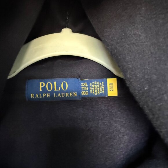 Polo Ralph Lauren Leather Big Pony Pullover Fleece Hooded Sweatshirt Mens XXL - Picture 2 of 9